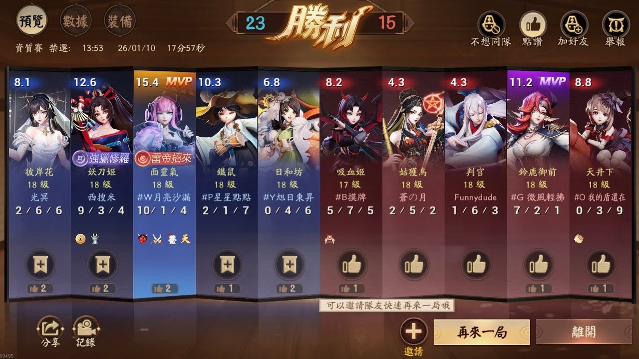 1/10、大允面靈氣、久違掏中單玩，除了感冒有點理智斷片打的很像在睡覺