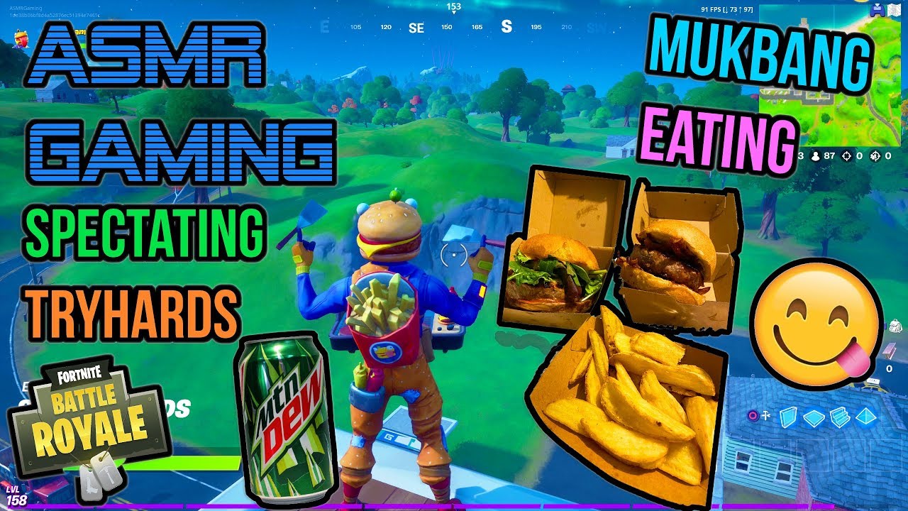 ASMR Gaming 🍔🍟 Fortnite Hamburgers + Fries Mukbang Eating Commentary 먹방 🎮🎧 Relaxing Whispering 😴💤
