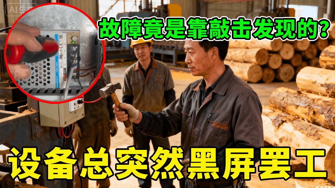 设备总黑屏罢工急坏老板，没想到故障却是靠敲击发现的？这个故障排查有点意思【城阳电工电路】