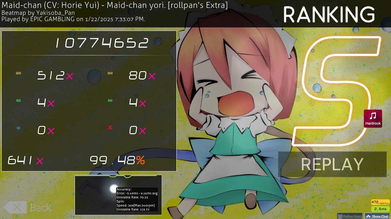 ⭐6.76 maid-chan yori. + HR 99.48% FC 415pp 70UR