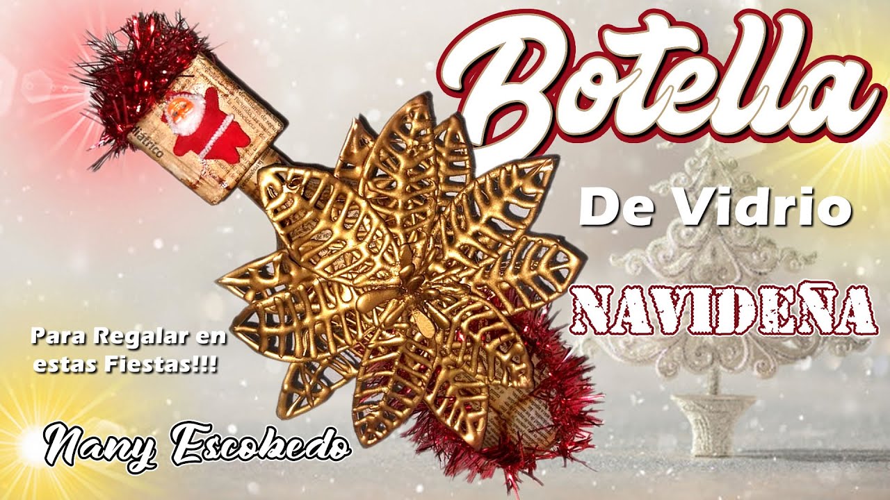 BOTELLA DE VIDRIO NAVIDEÑA PARA REGALAR