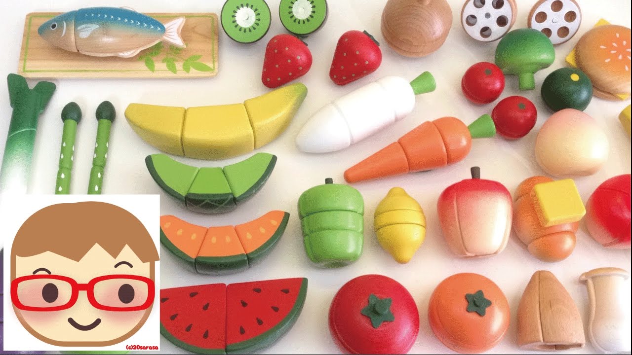 木のおままごと やさいとフルーツ　おもちゃセット Japanese Play Food Toys
