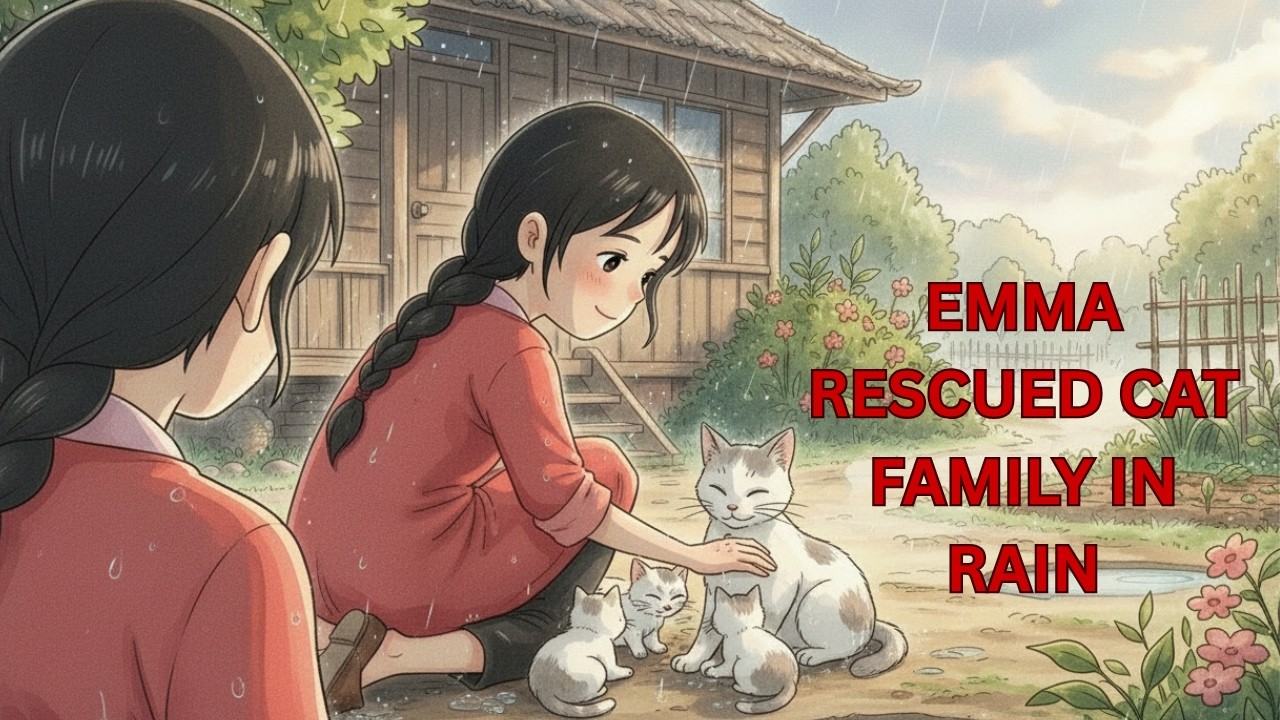 ✨Emma 👀Rescued Cat Family In Rain💫#new #ghiblistyle #fairytales #viralvideo #motivational 💫