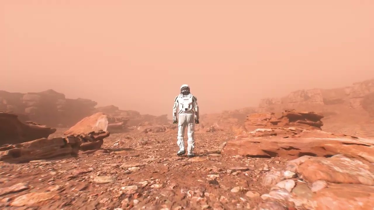 4K Futuristic Astronaut Walking On Mars Planet Surface Loop Background Video | No Copyright Video 