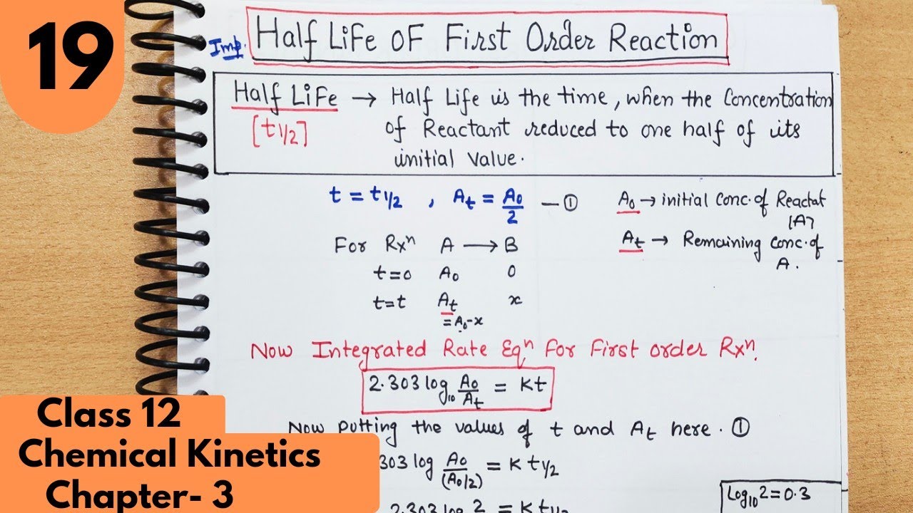 19) Half life of First order reaction| First order kinetics| Chemical kinetics class12 Chemistry