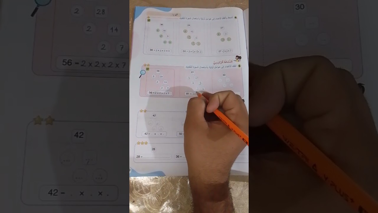 كراسة الرياضيات المستوى السادس ابتدائي المدرسة الرائدة تصحيح الصفحة 19