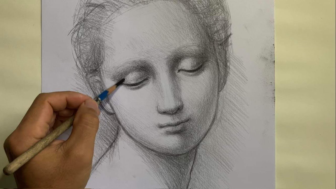 Portrait drawing Lessons from the Great Masters ,Study for a Madonna and Child (Detail) , Raphael