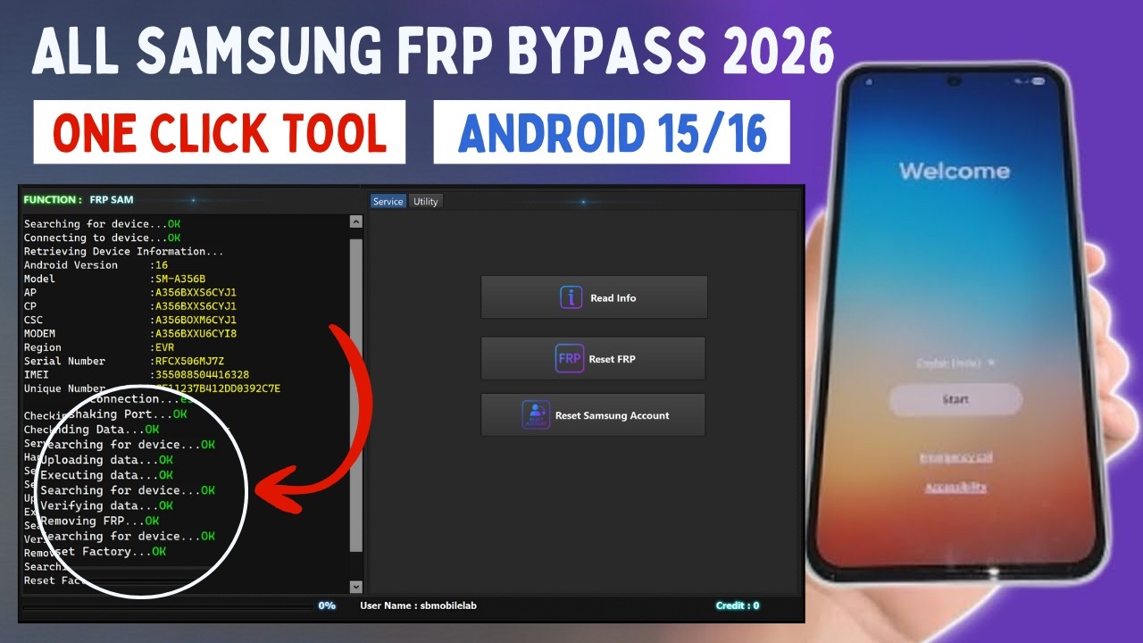 All Samsung FRP Bypass 2026 Android 15/16 | Remove Google Account, New FRP Tool 2026, SB Mobile LAB📲