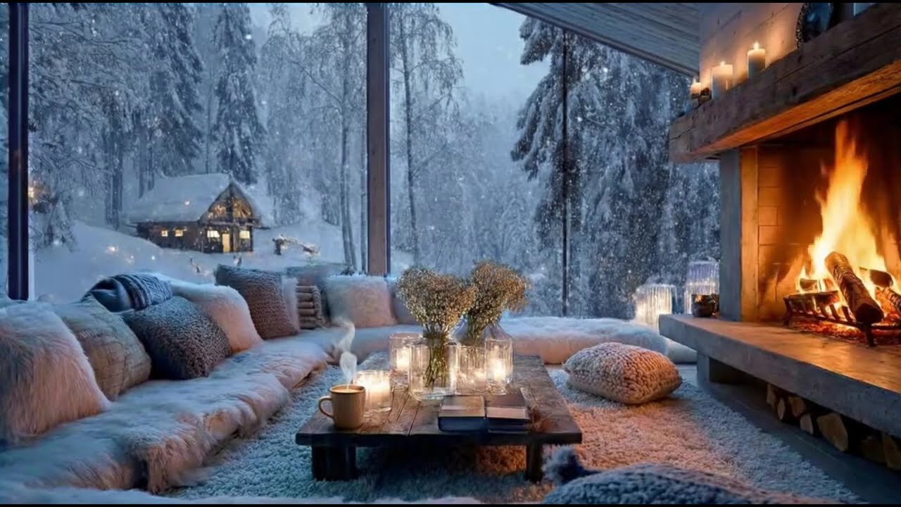 Gentle Piano for Winter | Snowy Atmosphere & Fireplace Warmth (Deep Calm)