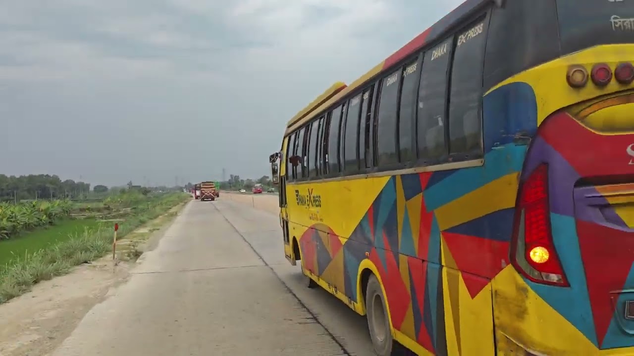Bus Journey on National Highway ।। Jamuna Bridge Approach Road Tangail ।।