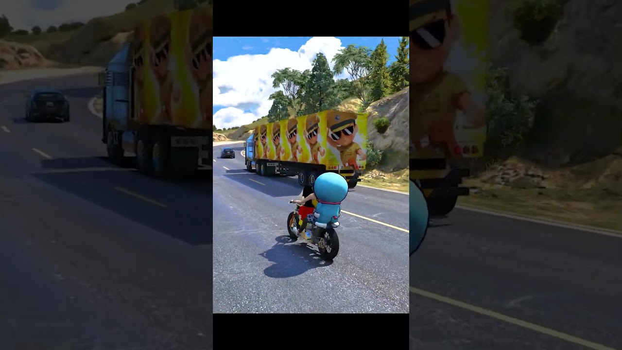 Shinchan🤣 Saw little Singham Container😱 On Road Accident🔥 