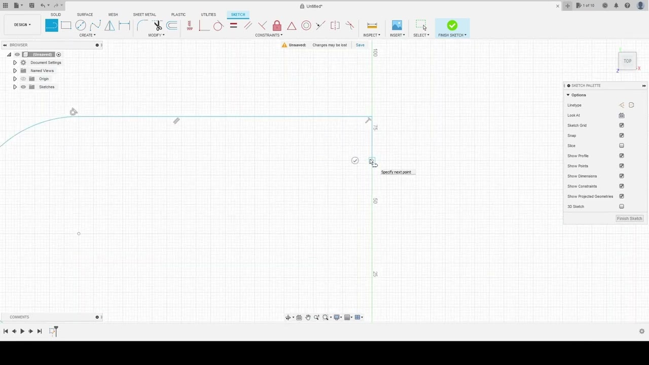 Autodesk Fusion 360 Tutorial 2.2 Create an Arc from a Line