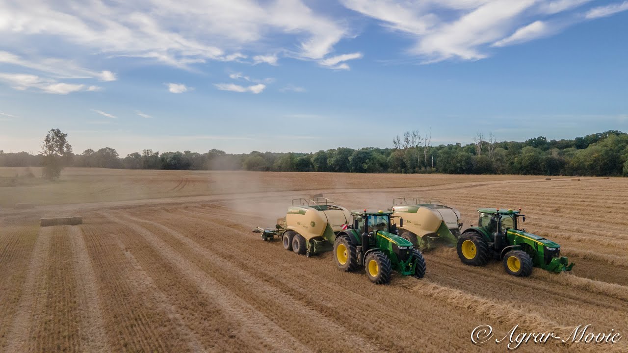 Pressage paille 2020 // John Deere 8370r & John Deere 7310r & Krone HPD2 & BaleCollect