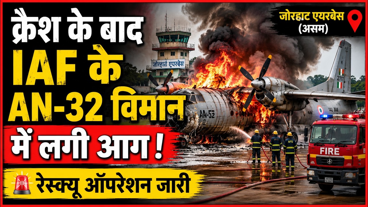 IAF AN-32 Aircraft Catches Fire After Landing at Jorhat Airbase in Assam | Rescue Operation Underway