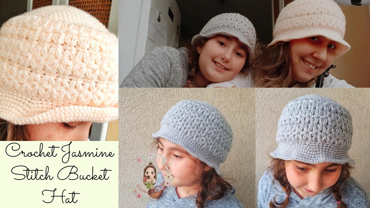Crochet Jasmine Stitch Bucket Hat / Crochet Hat Tutorials