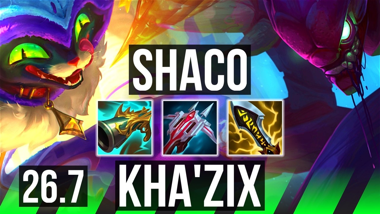 SHACO vs KHA'ZIX (JGL) | Good KDA: 20/1/9, 40K damage | EUW Master | 26.7