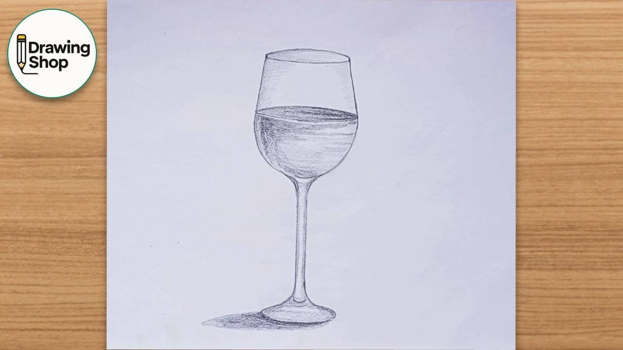 How to Draw A Wine Glass Step by Step || Wine Glass Drawing || Easy Drawing || Drawing Shop