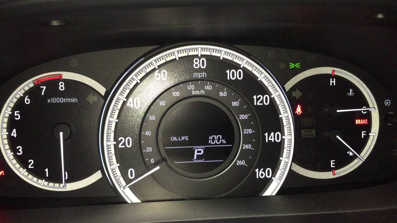 Сброс срока службы масла Accord 2016 до 100%