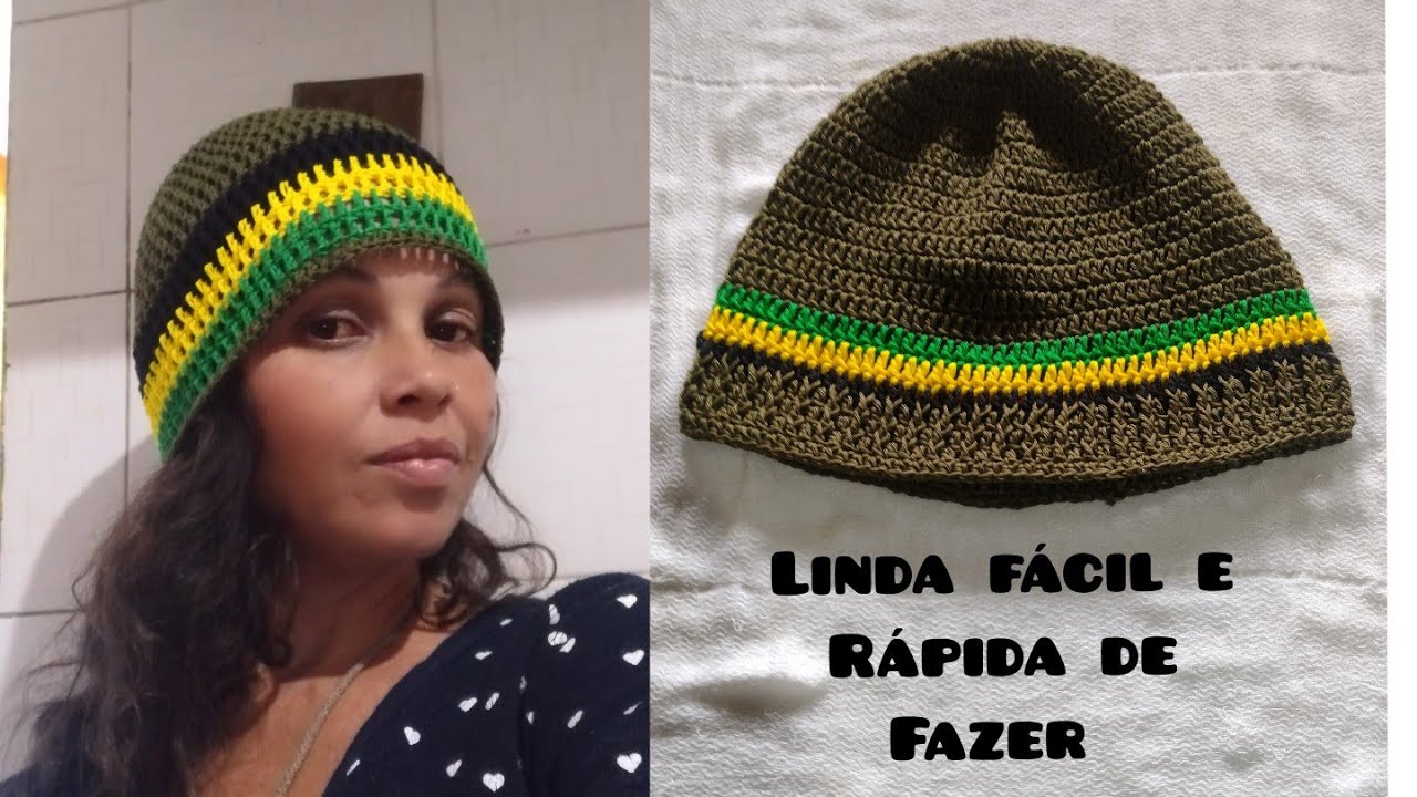 Toca de crochê. Passo a passo. Linda, fácil e rápida de fazer. 💚💛🖤