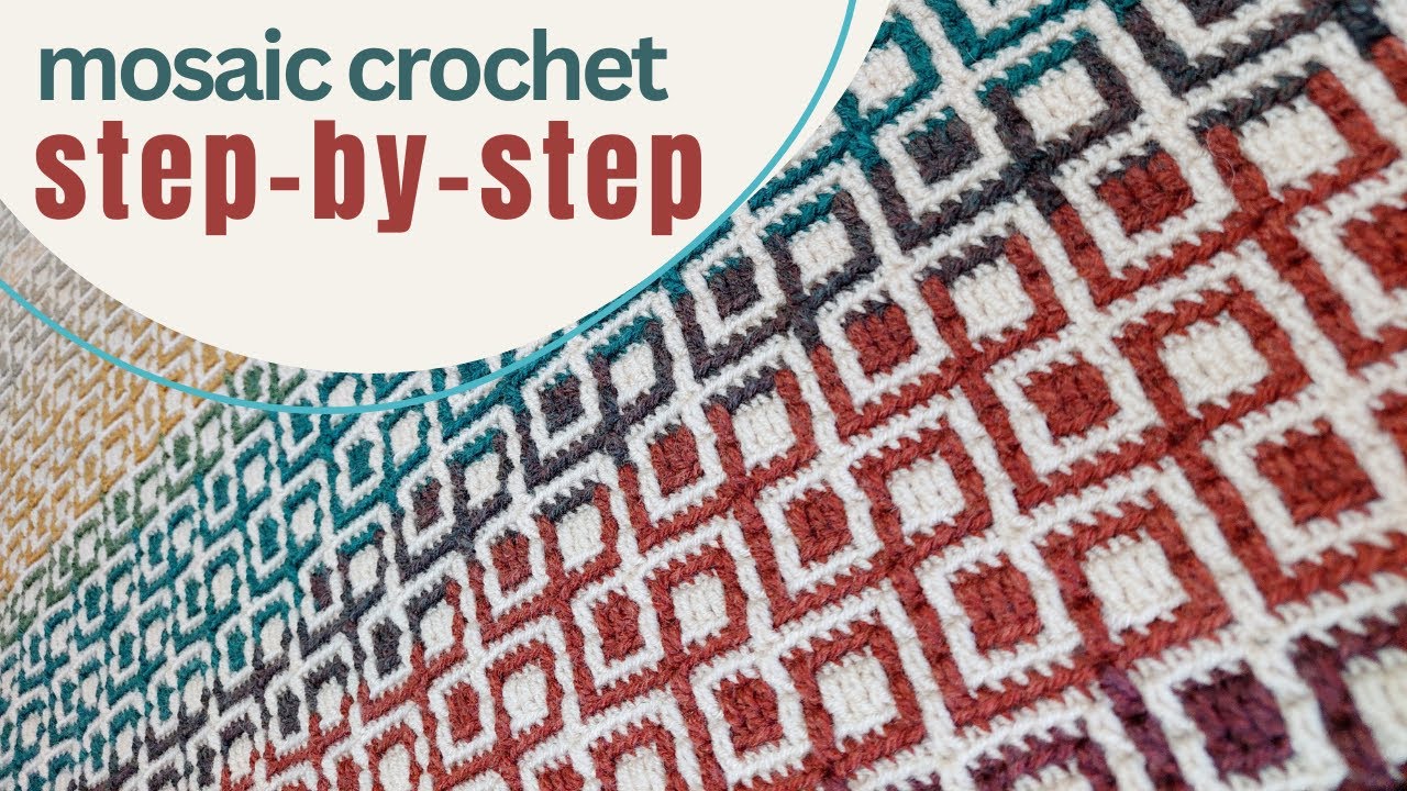 Easy overlay mosaic crochet blanket pattern Alpinada step-by-step. Designer 
