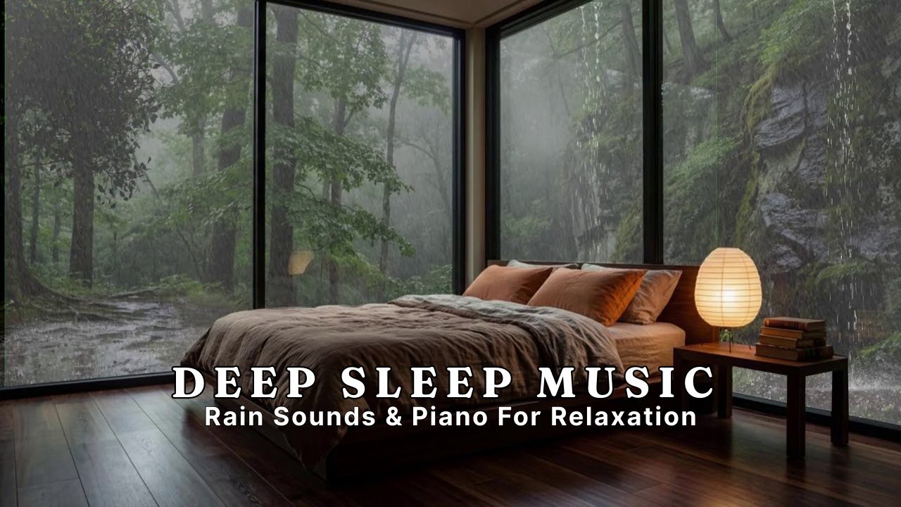 Feel The Rain Falling Outside the Window inside the Bedroom 🌿 Soothing Piano Music & Rain Sounds