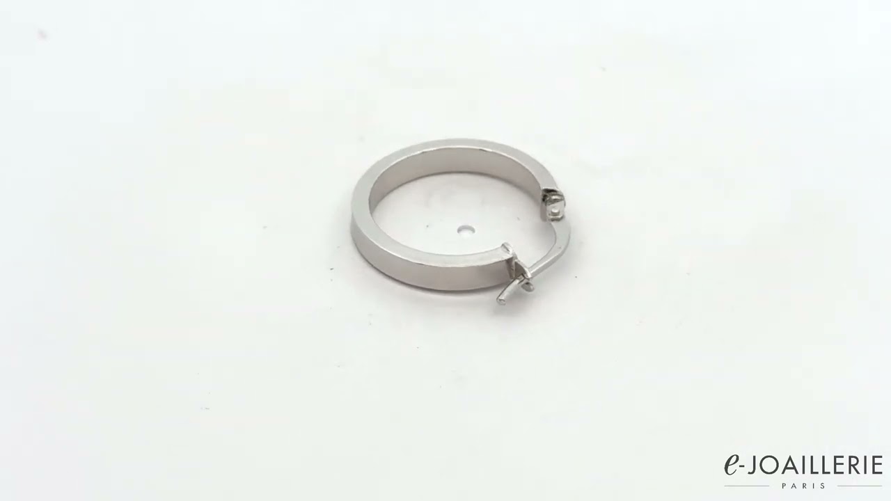 www.e-joaillerie.com - Boucle d'oreille or blanc 18 carats créole 19 mm pour homme