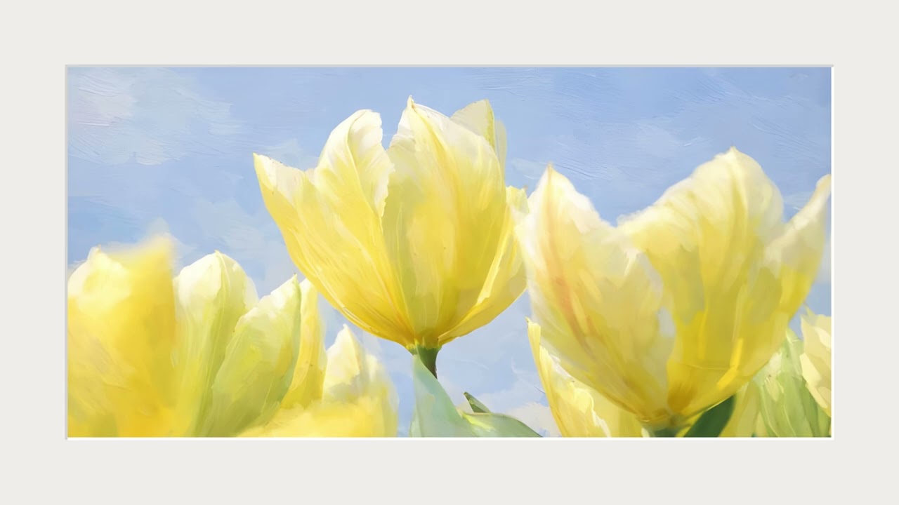 Calming Yellow Flower Art (White frame) | 4K Ambient Oil Painting for Frame TV (2 Hours)
