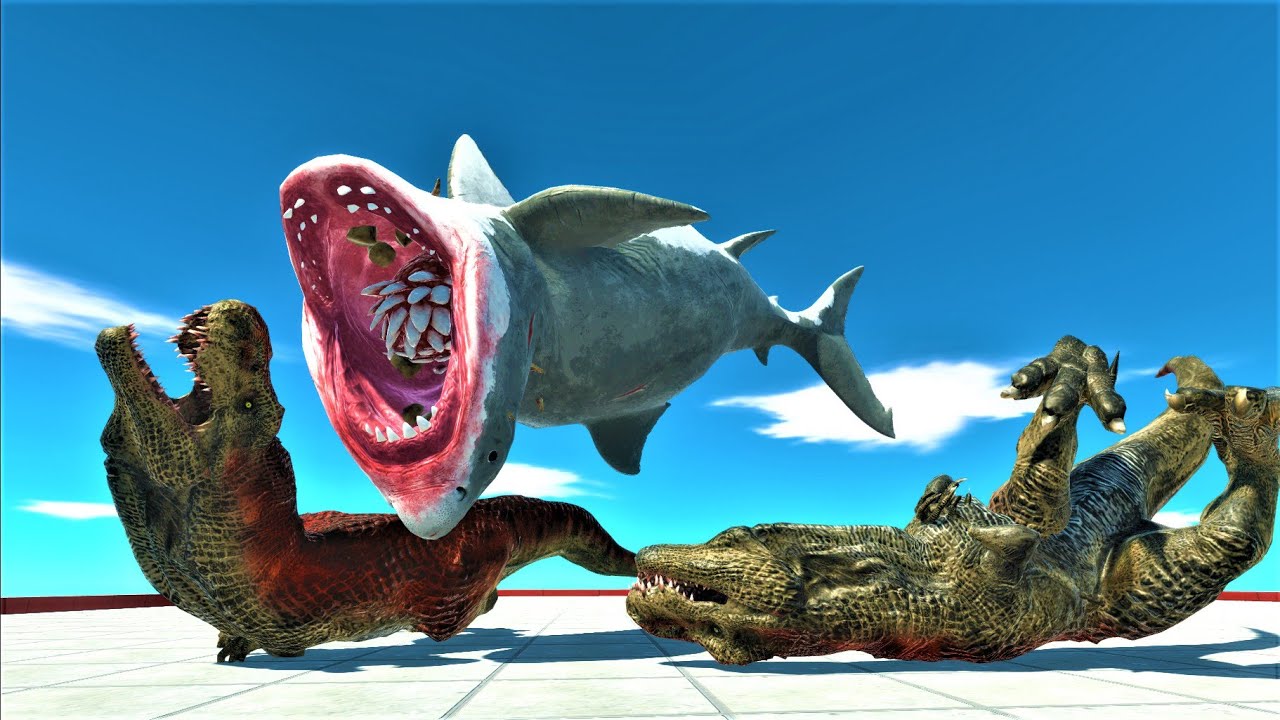 Mutant megalodon vs 2 boss (1x2) animal revolt battle simulator