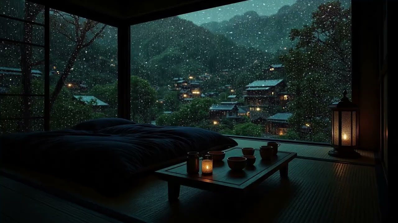 Night Rain Soundscape 🌌 | Soothing Rain in a Silent Room for Sleep, Stress Relief (No Ads)