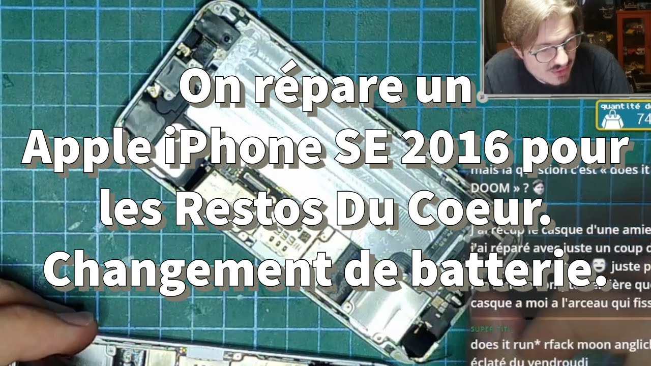 On répare un Apple iPhone SE 2016 pour les Restos Du Coeur. Changement de batterie.