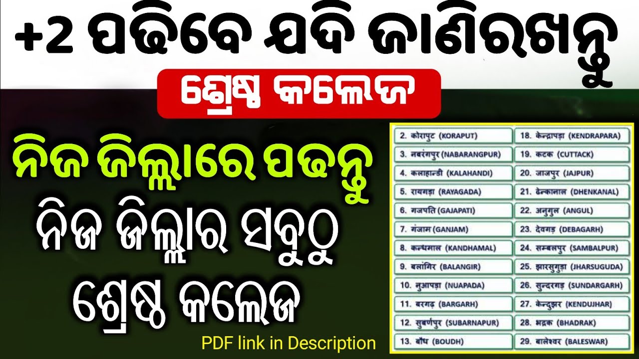 District wise top +2 college in odisha | All govt +2'college in odisha | Best +2 college