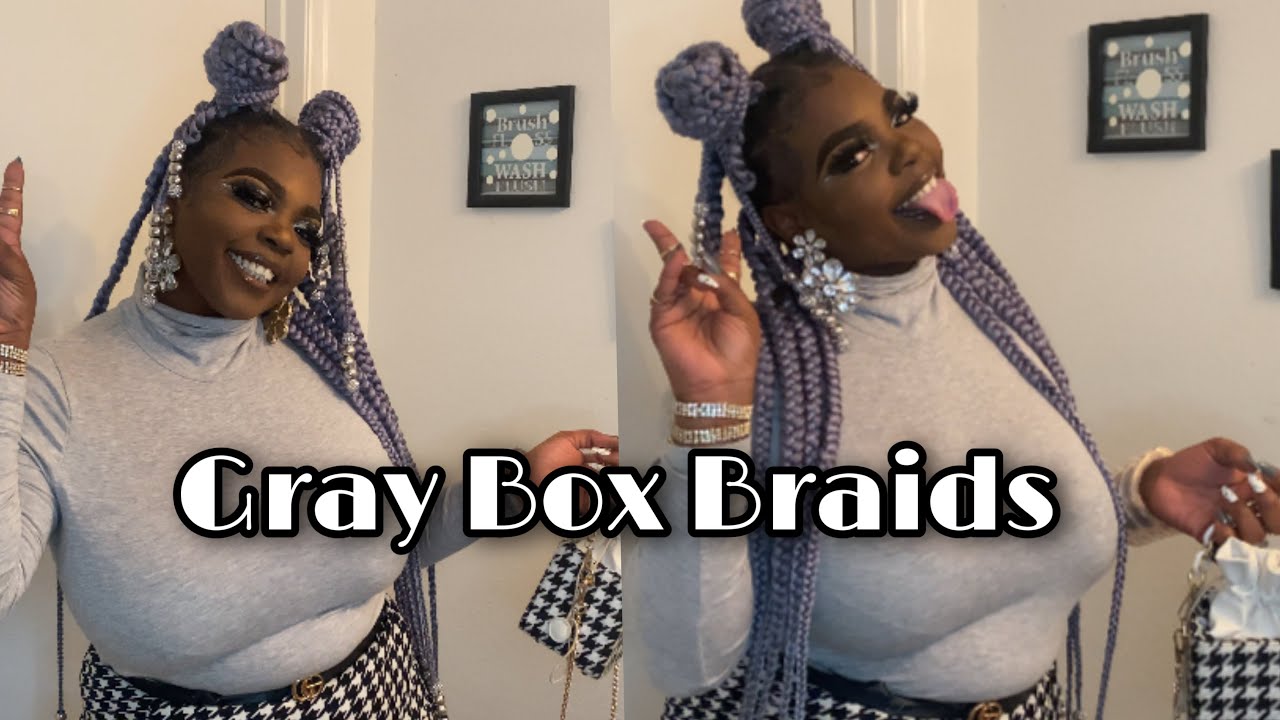 Jumbo Gray Box Braids + Silver Glitter Cut Crease| KrazyKolors w/ Keda B Ep.5