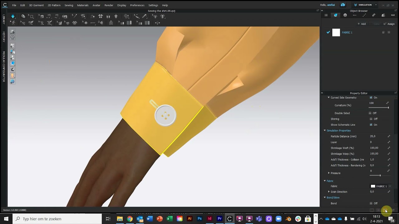 CLO 3D The shirt part 15: Making the second, inside layer of the cuff