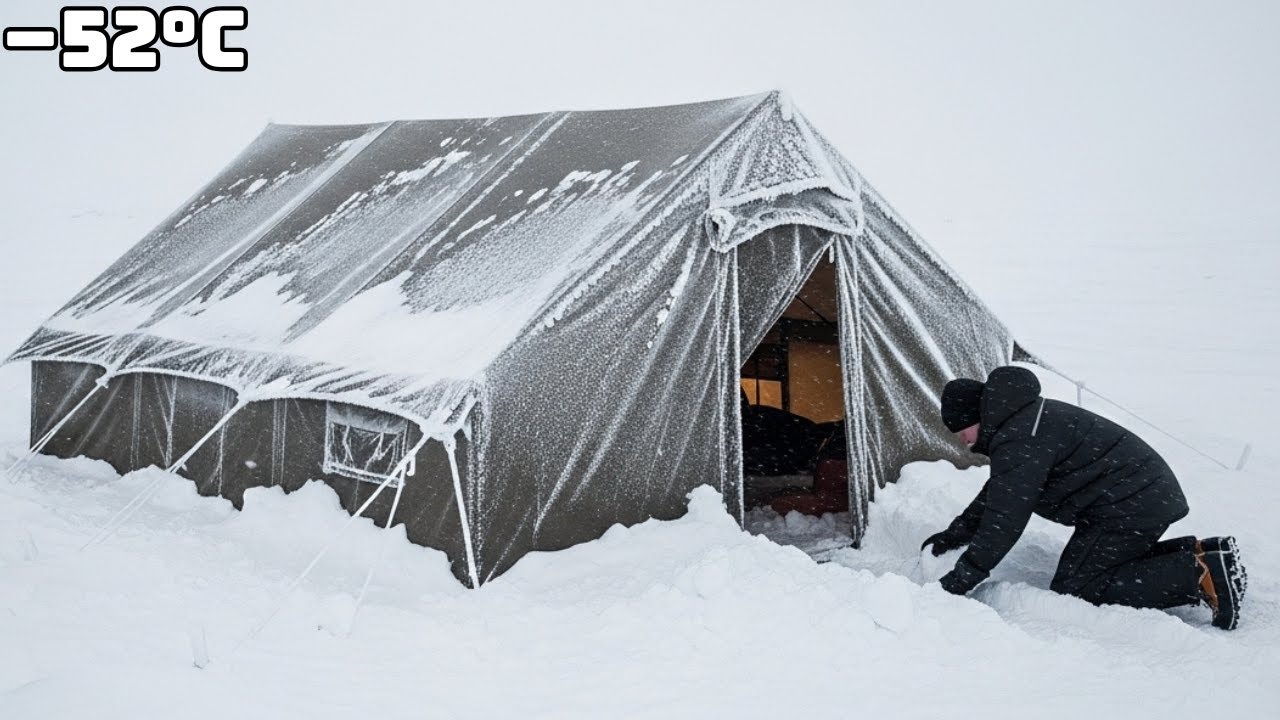 −52°C Winter Test | Living Off-Grid in a Hot Tent