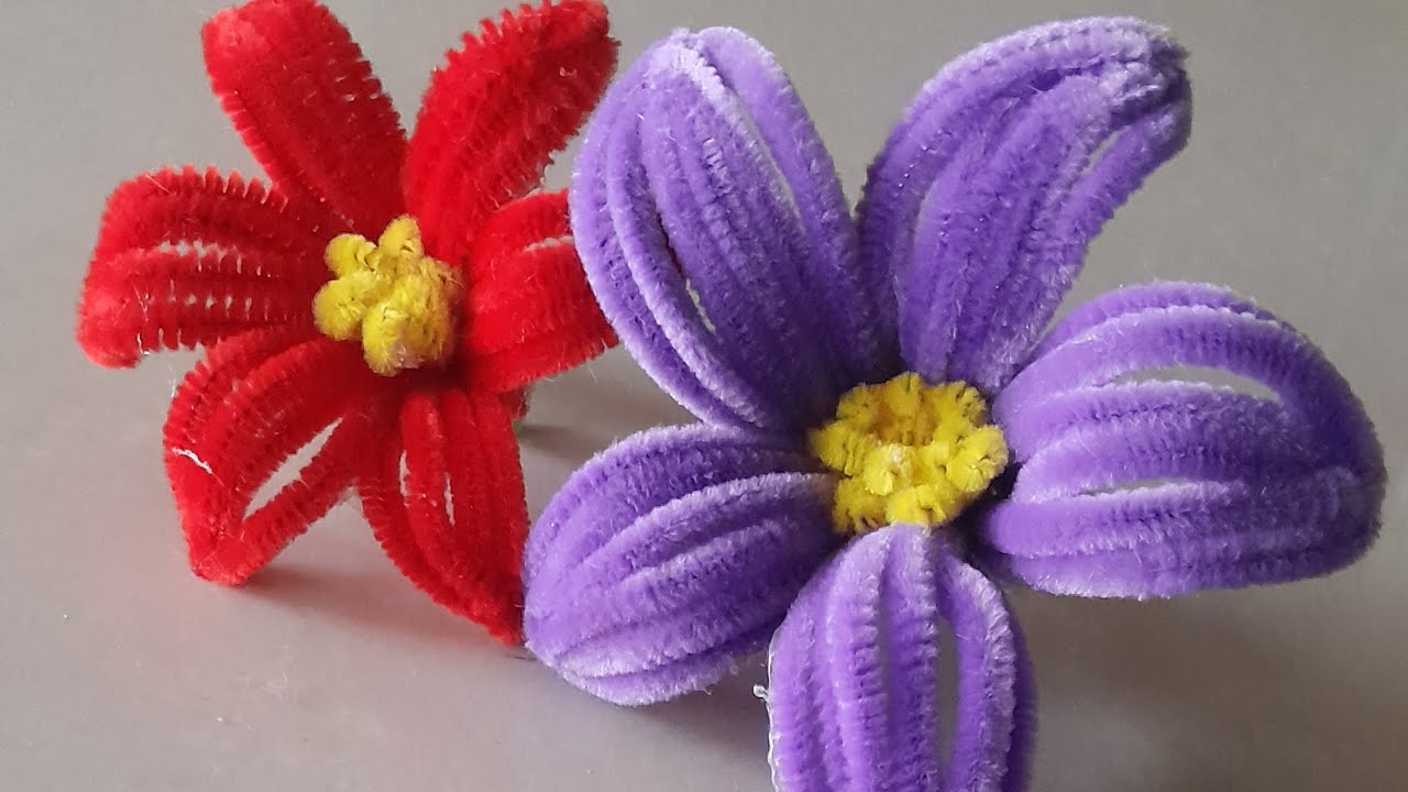 DIY Beautiful pipe cleaner flower making video|tutorial video for beginners #diy #pipecleanercraft 