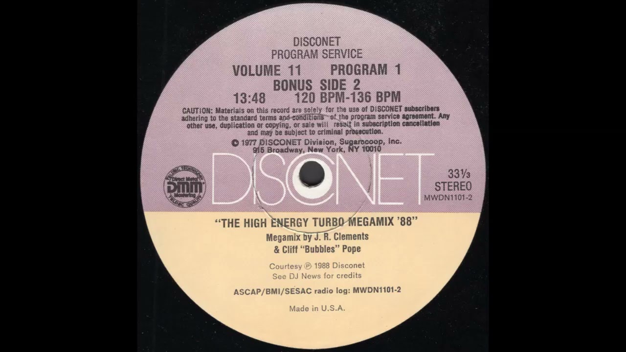 DISCONET VOLUME 11, PROGRAM 1 * HIGH ENERGY TURBO MEGAMIX '88 * J.R. Clements & Cliff Pope * 1988
