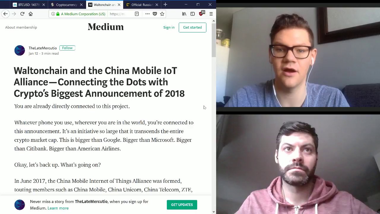 January 13th, 2018 - Waltoncoin to the moon, Crypto markets return, Russia Legislates Crytpo