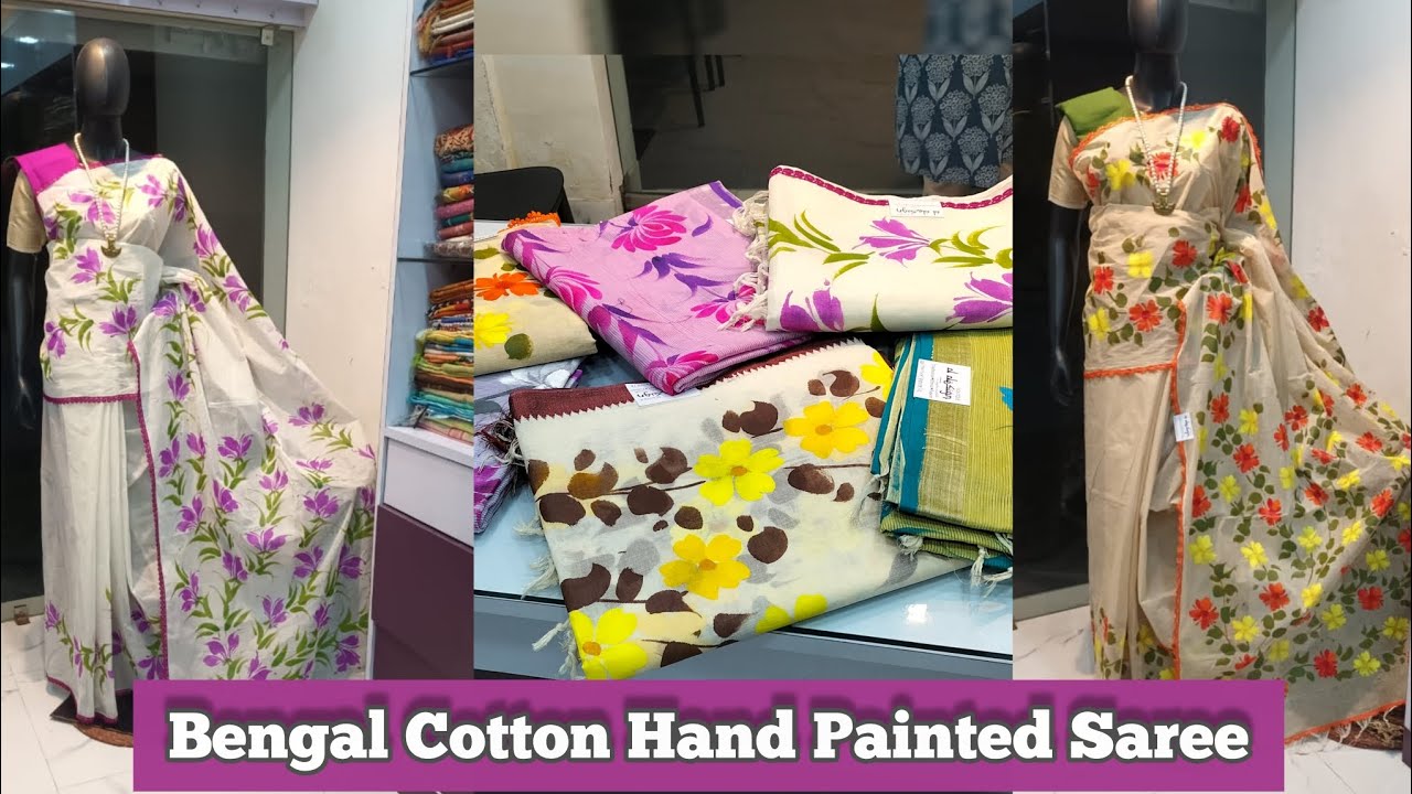 Bengal Cotton Hand Painted Saree | জামাই ষষ্ঠী SpecIal শাড়ী