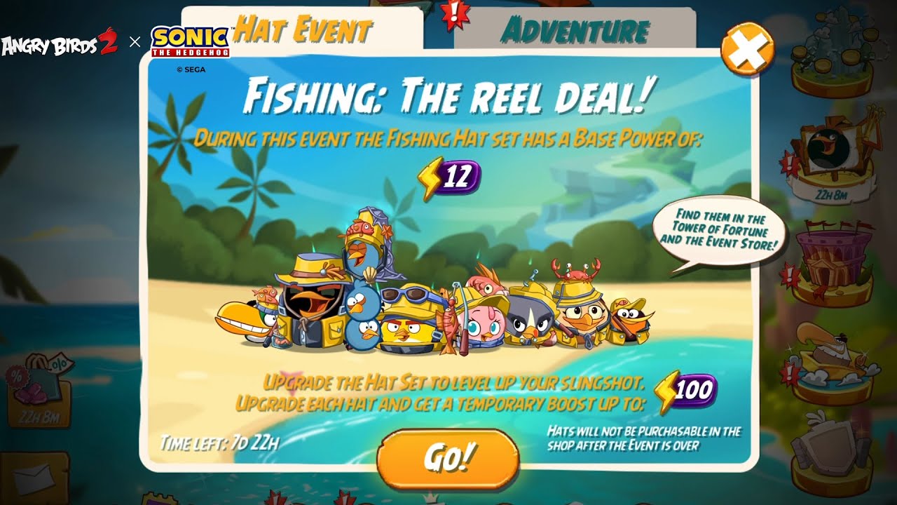 New Hat Event: The Fishing Hat Set - Angry Birds 2 Tower of Fortune