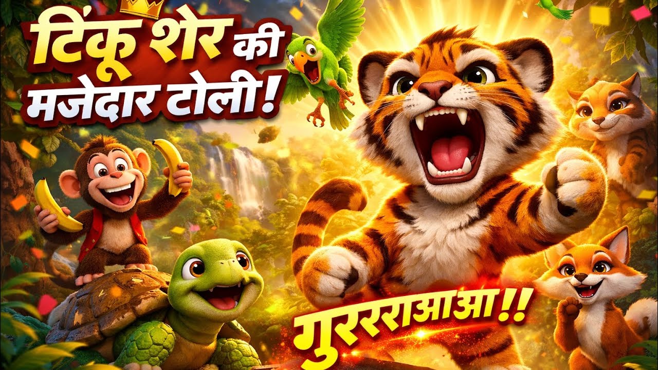 टिंकू शेर की मजेदार टोली 🐯 | Jungle Talent Show Story | Kids Hindi Moral Story