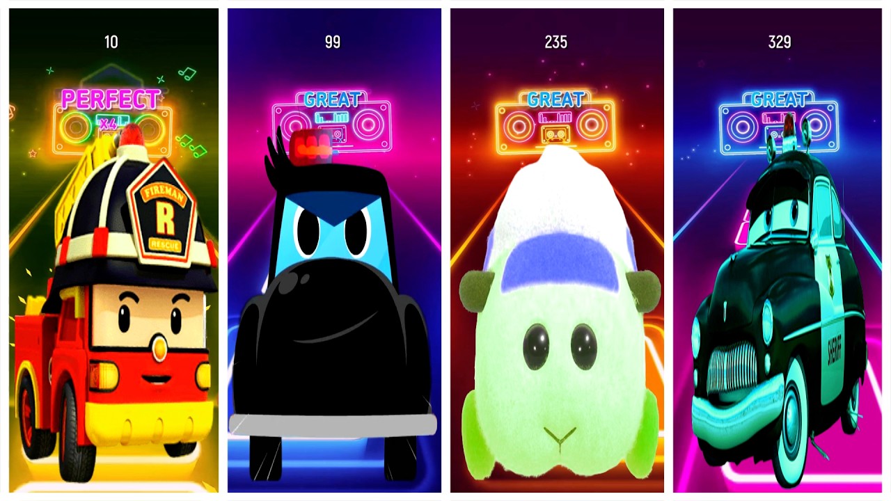 Road Rangers VS Pinkfong Police car VS Piu Piu Molcar VS Sheriff