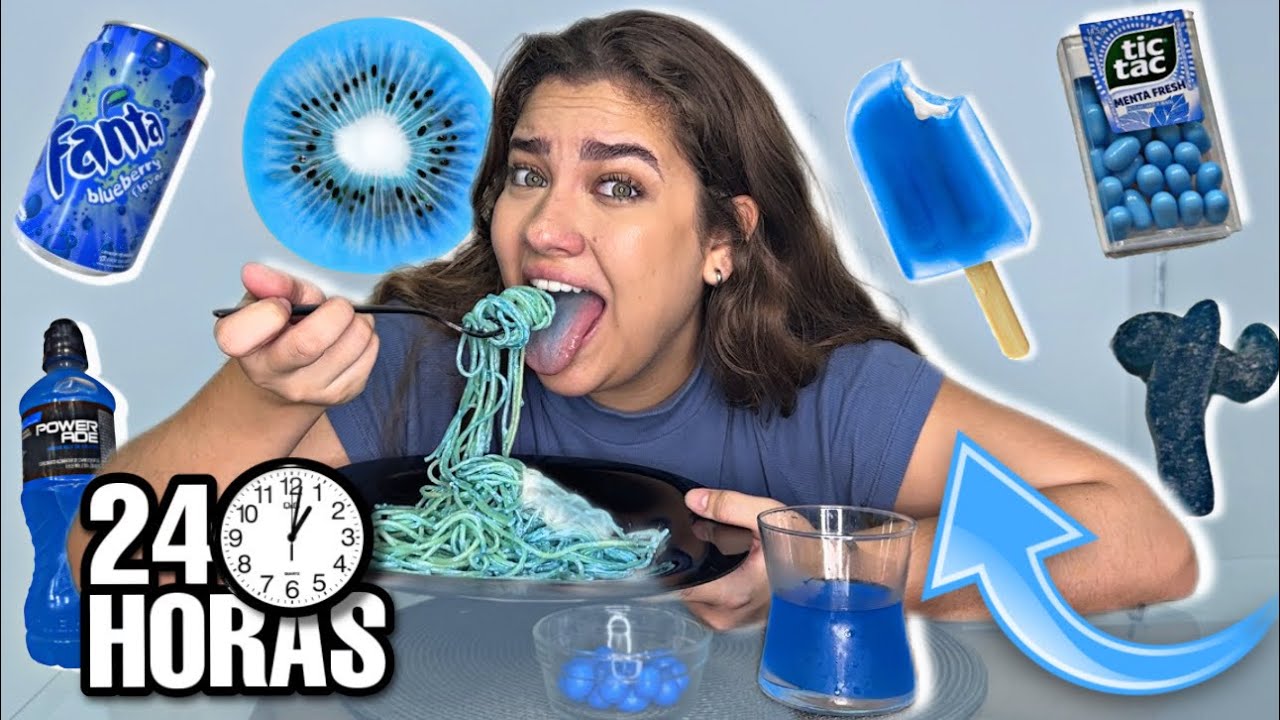 24 HORAS SÓ COMENDO COMIDA AZUL!!
