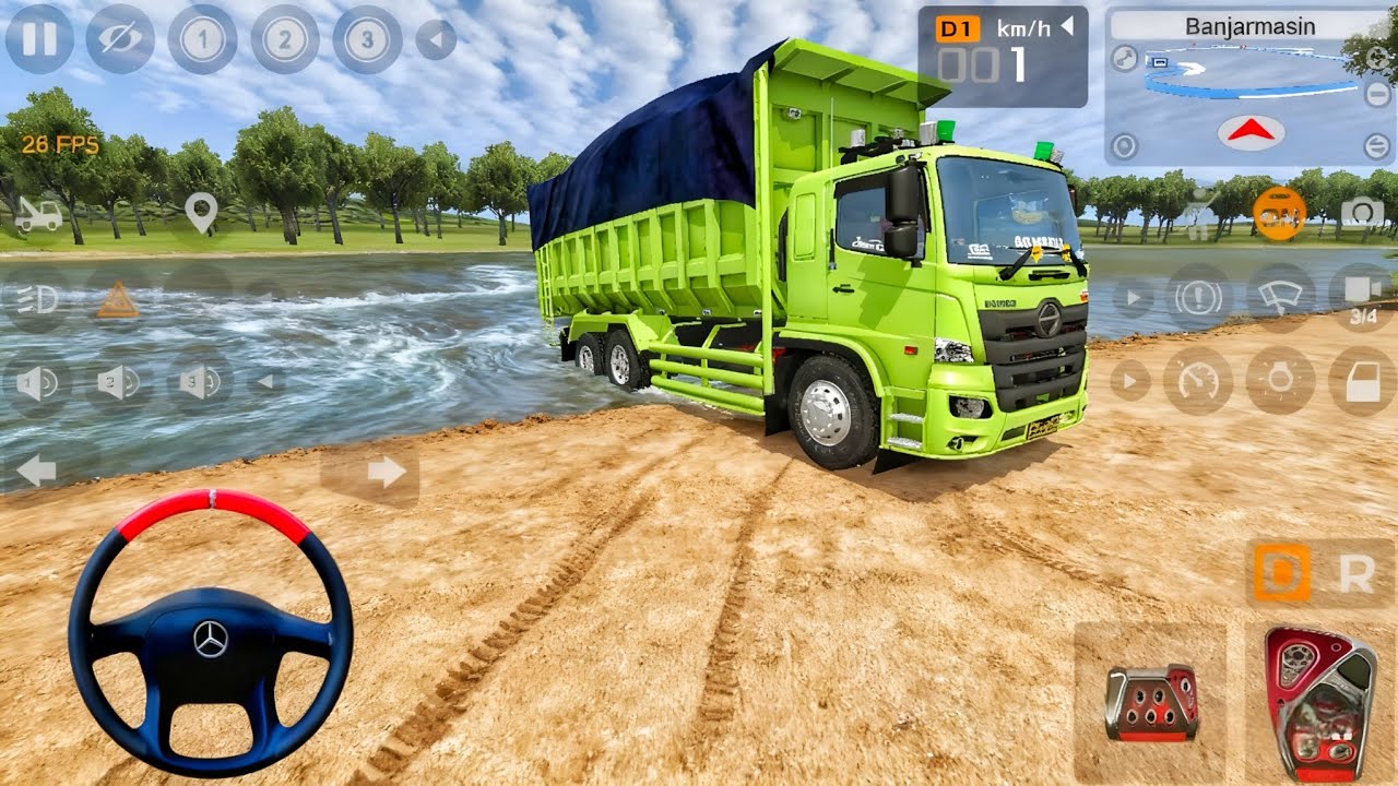 Truk Hino Dump Mengangkut Pasir Dari Sungai l Mod Bus Simulator Indonesia