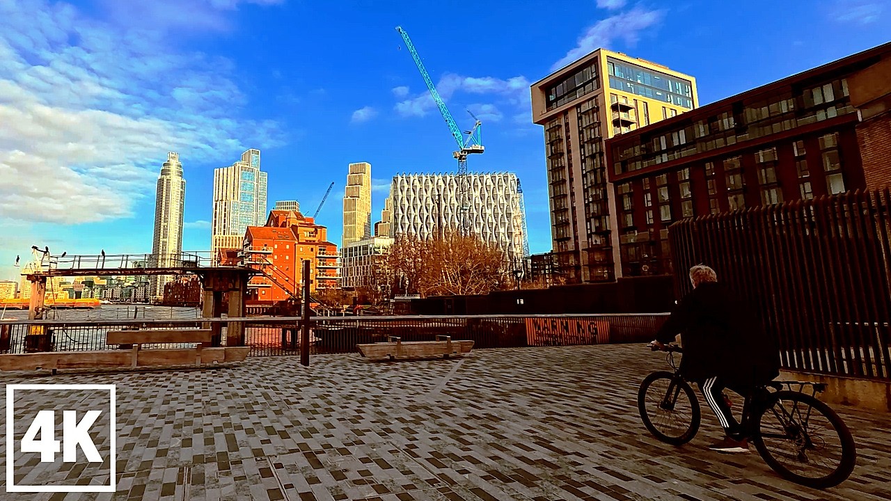 London Riverside Walk 4K HDR | American Embassy & Battersea Power Station | No Music