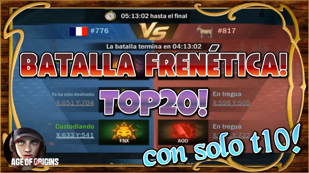 Top 20 en Batalla Frenética! Solo con T10! Camino a CC34! - Age of Origins ES