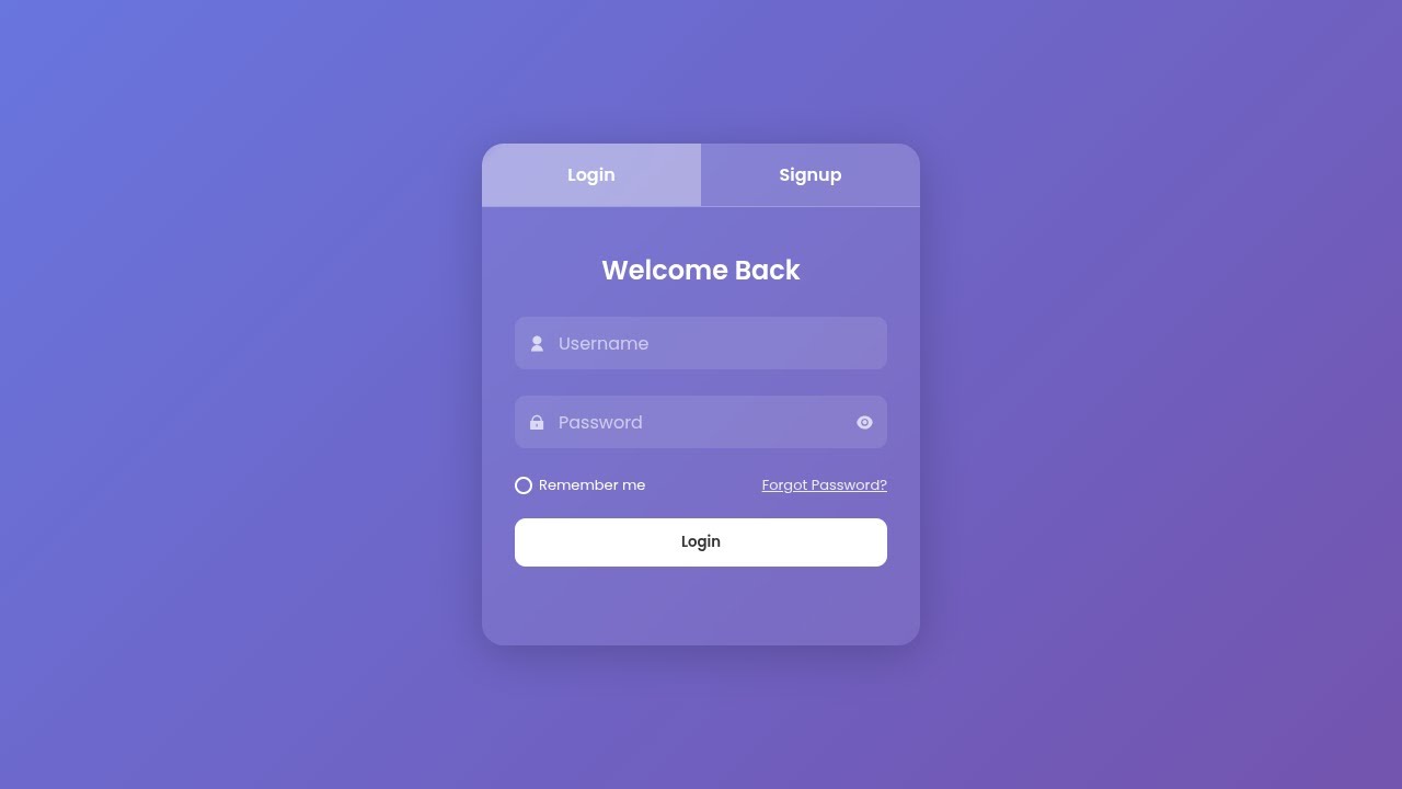 Animated Login Signup Form Switcher HTML CSS JavaScript - No Frameworks!