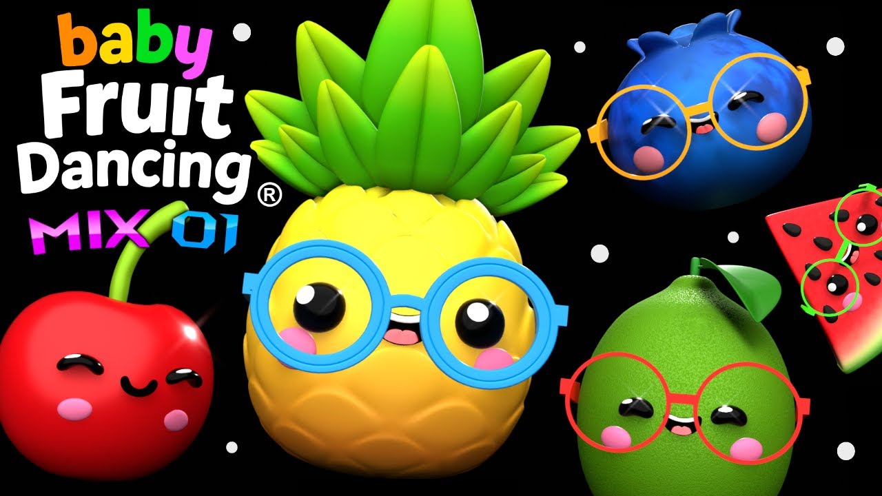 Dancing Fruits & Veggies Smoothie Mix 01! 🍓 Baby Fruit Dancing (15 Min) High Contrast Sensory Video