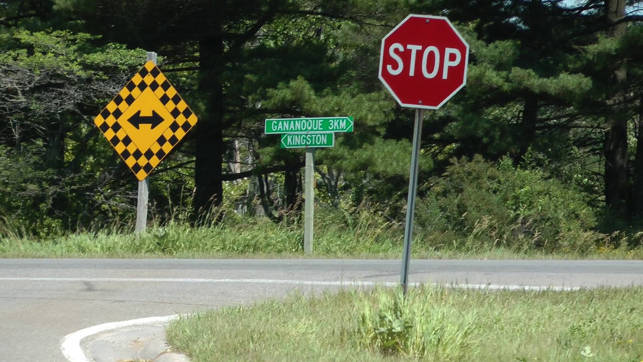 typical rural Canadian highway and street signs in southern Ontario, Canada