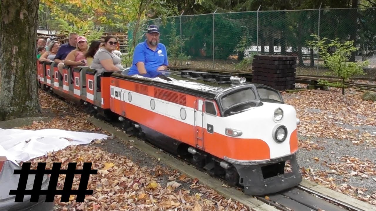 Train Ride at Knoebels Amusement Resort Park on The Pioneer Train with Signal in Elysburg, PA