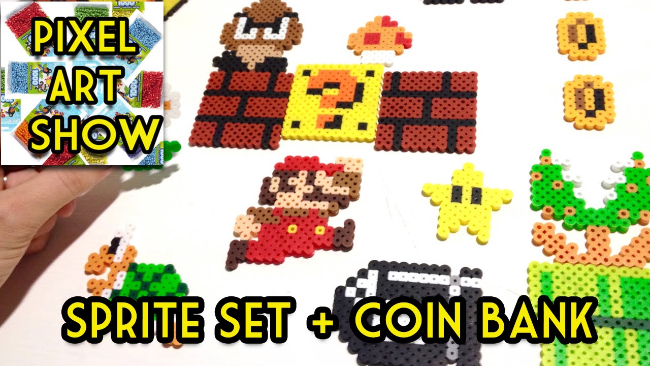 Perler Bead Tutorial: Super Mario Coin Bank + Sprites Project - Pixel Art Show